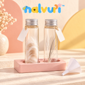 nalvuri™ LittleTuft Pet Fur & Whisker Keepsake Jar Set, Two Glass Memory Bottles with Name Tags & Display Tray